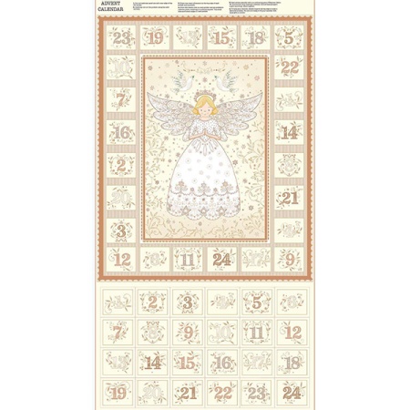 Makower Christmas Angels cream Advent calendar panel