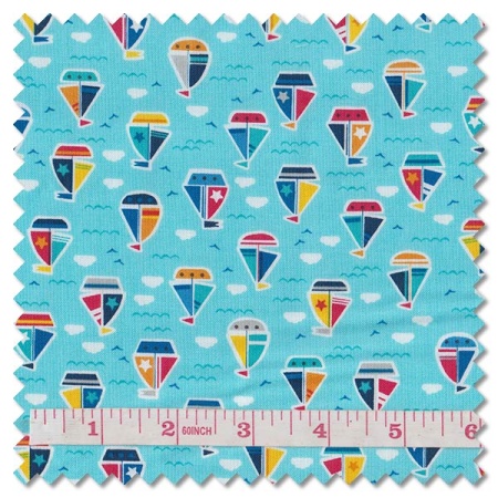 Pool Party - boats turquoise (per 1/4 metre)