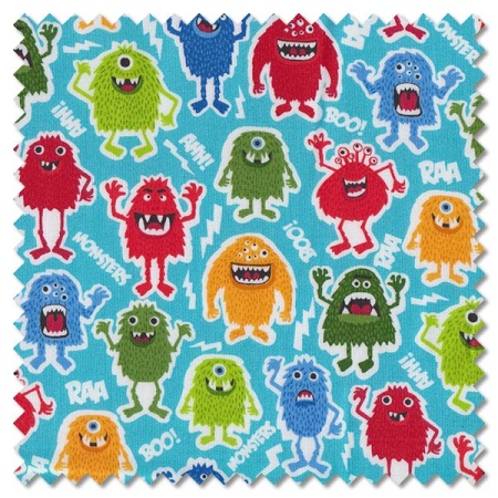 Monster Mash - monsters blue (per 1/4 metre)