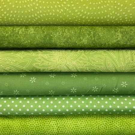 Green colour coordinates 6 fat quarter pack