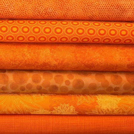 Orange colour coordinates 6 fat quarter pack