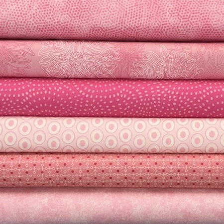 Pink colour coordinates 6 fat quarter pack