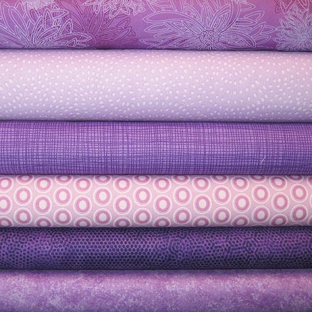 Purple colour coordinates 6 fat quarter pack