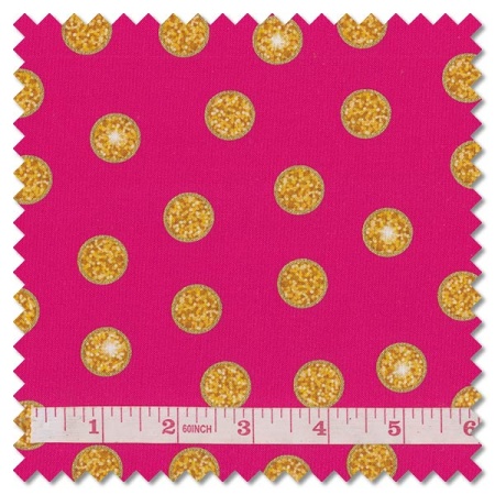 Disco! - pink and gold disco dots (per 1/4 metre)