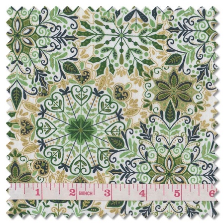 Enchanted Christmas - snow crystal green (per 1/4 metre)