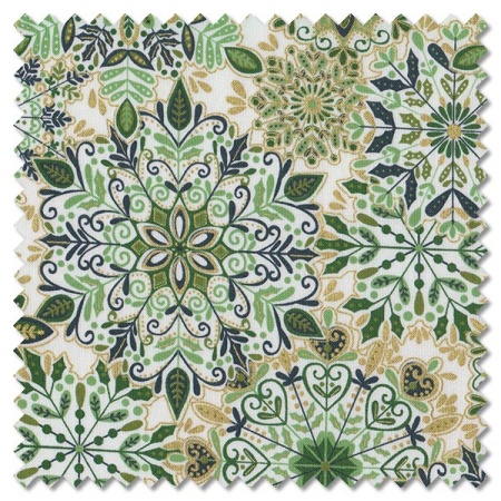 Enchanted Christmas - snow crystal green (per 1/4 metre)