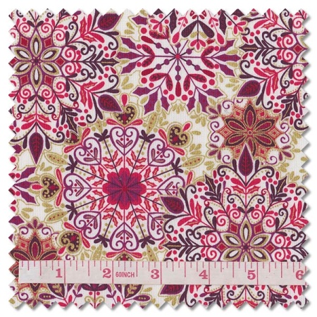 Enchanted Christmas - snow crystal red (per 1/4 metre)