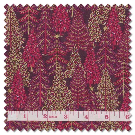 Enchanted Christmas - forest red (per 1/4 metre)