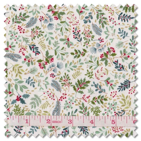 Enchanted Christmas - foliage cream (per 1/4 metre)