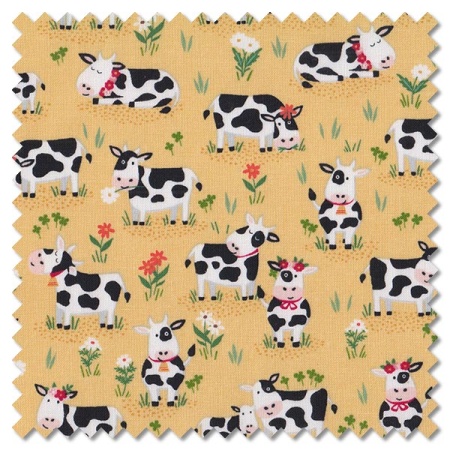 Fun on the Farm - grazing cows yellow (per 1/4 metre)