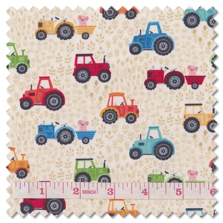 Fun on the Farm - tractors cream (per 1/4 metre)