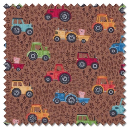 Fun on the Farm - tractors brown (per 1/4 metre)