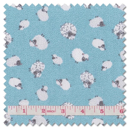 Fun on the Farm - woolly sheep blue (per 1/4 metre)