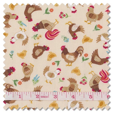 Fun on the Farm - chickens cream (per 1/4 metre)