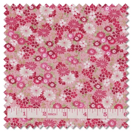 Kasumi - floating flowers red (per 1/4 metre)