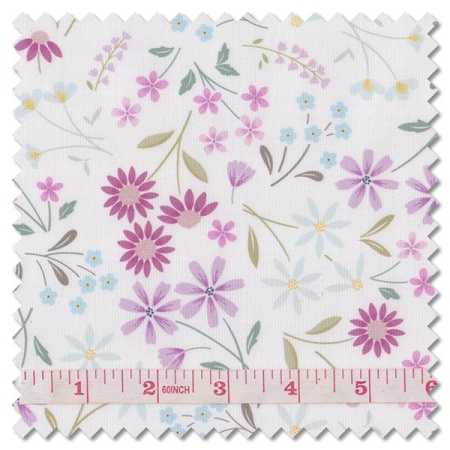 The Pressed Flowers - sleeping bloom white (per 1/4 metre)