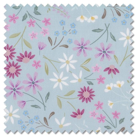 The Pressed Flowers - sleeping bloom light teal (per 1/4 metre)