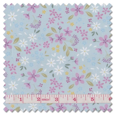 The Pressed Flowers - floral ode light teal (per 1/4 metre)