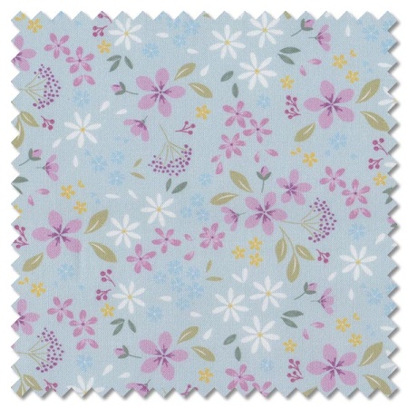 The Pressed Flowers - floral ode light teal (per 1/4 metre)