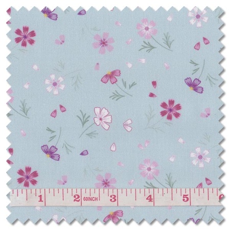 The Pressed Flowers - floral affections pale teal (per 1/4 metre)