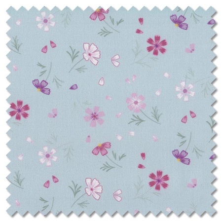 The Pressed Flowers - floral affections pale teal (per 1/4 metre)