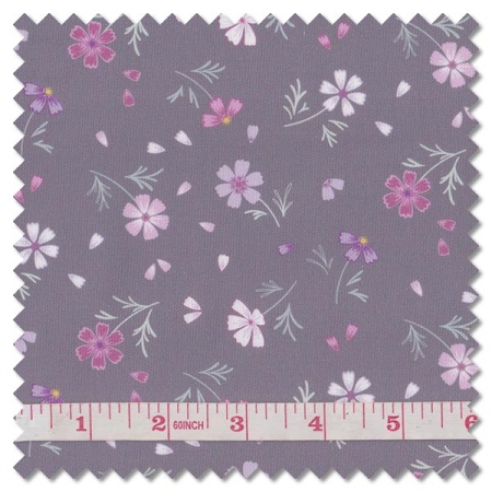 The Pressed Flowers - floral affections light charcoal (per 1/4 metre)