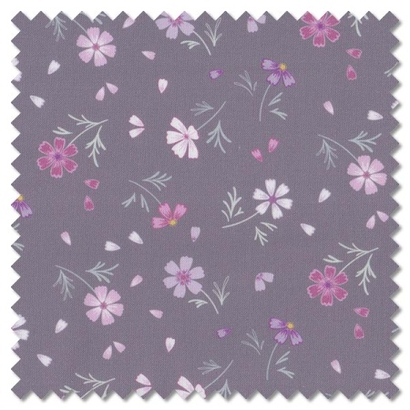 The Pressed Flowers - floral affections light charcoal (per 1/4 metre)