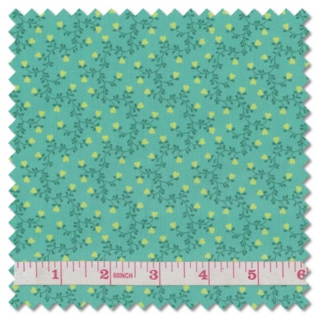 Plain and Simple - heart vine teal (per 1/4 metre)