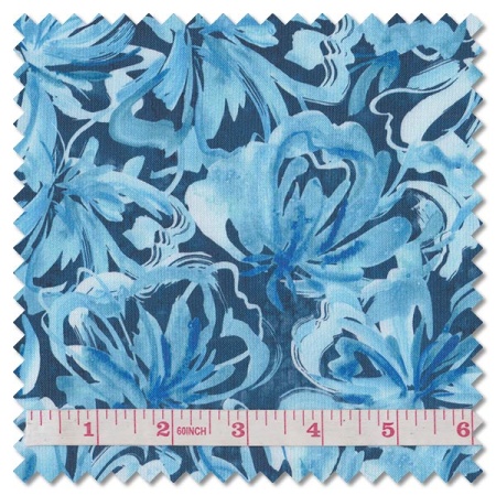 Sunshine & Blue Skies - flower burst indigo (per 1/4 metre)