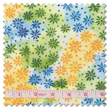 Sunshine & Blue Skies - gathered in multi (per 1/4 metre)