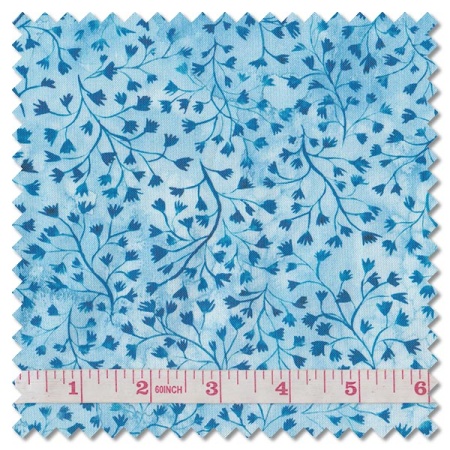 Sunshine & Blue Skies - fine fellow fern sky blue(per 1/4 metre)