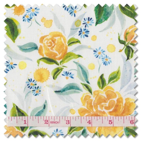 Sunshine & Blue Skies - rose upon rows cloud (per 1/4 metre)