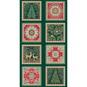 Makower Enchanted Christmas blocks quilt panel