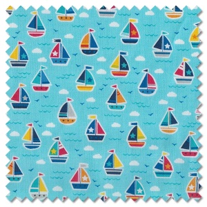 Pool Party - boats turquoise (per 1/4 metre)