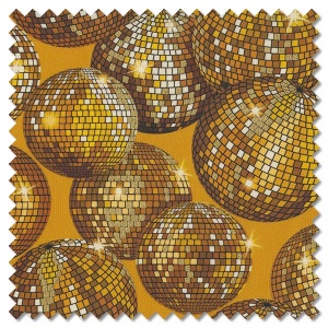 Disco! - gold disco balls (per 1/4 metre)