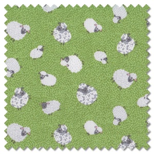 Fun on the Farm - woolly sheep green (per 1/4 metre)