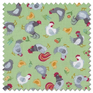 Fun on the Farm - chickens green (per 1/4 metre)