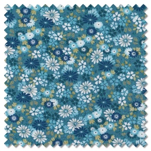 Kasumi - floating flowers teal (per 1/4 metre)