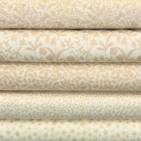 Lewis & Irene Tiny Tonals cream 5 fat quarter pack