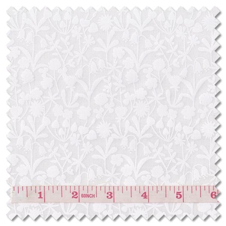 Tiny Tonals - wildflowers white on white (per 1/4 metre)