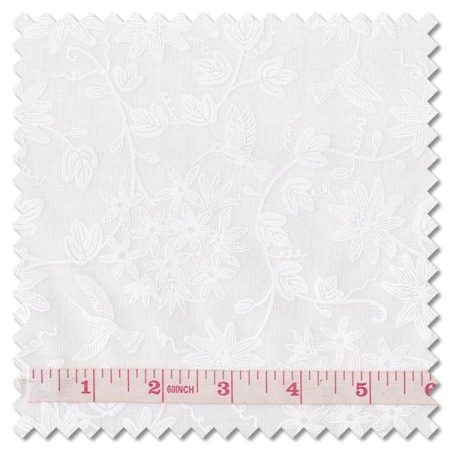 Tiny Tonals - hummingbird white on white (per 1/4 metre)