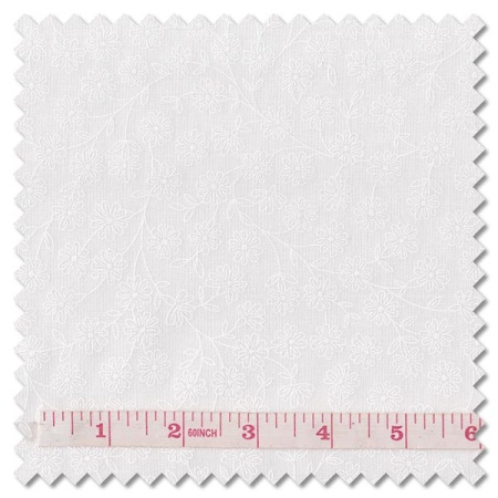 Tiny Tonals - daisy chain white on white (per 1/4 metre)